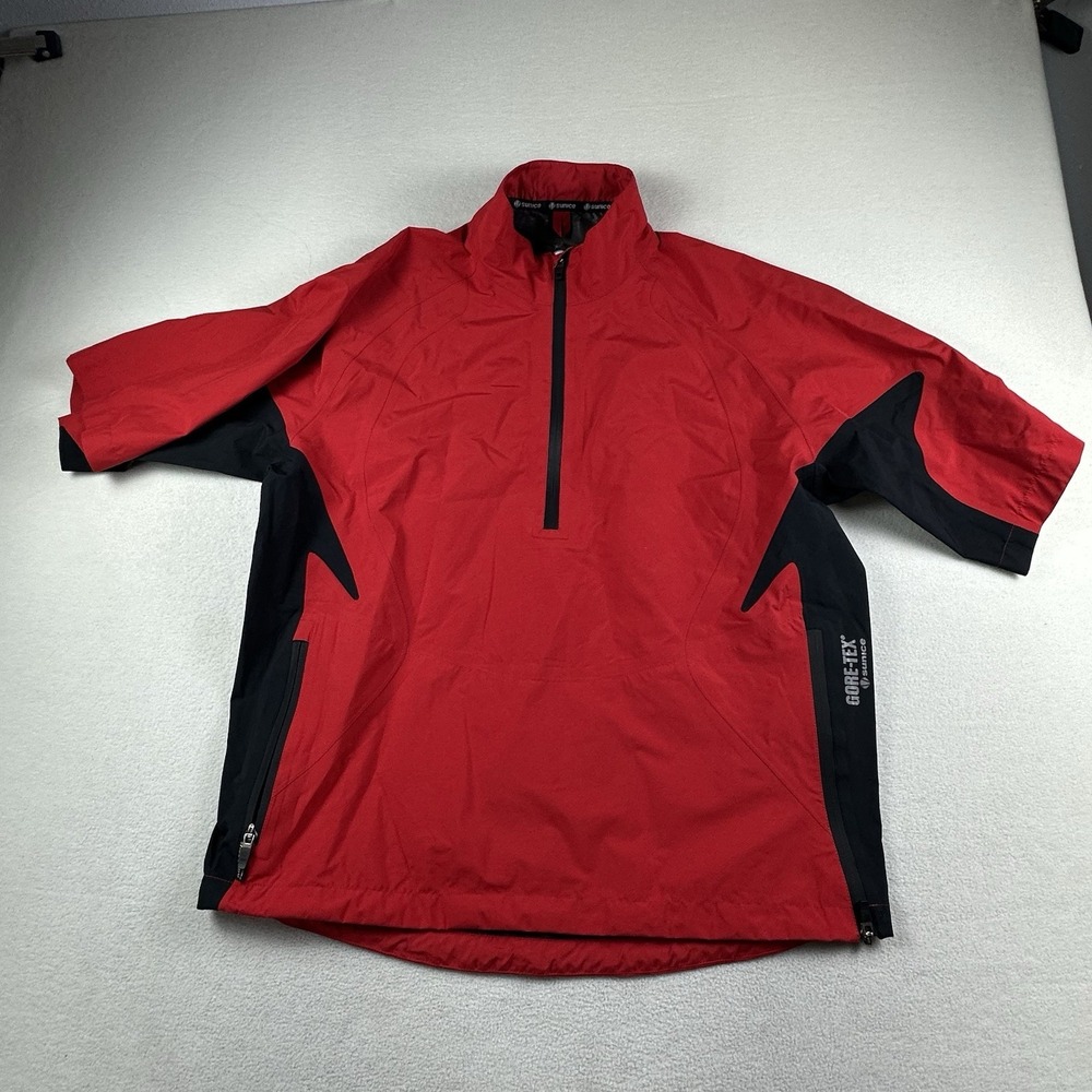 Sunice Hurricane GTX Golf Jacket Mens Medium Red 1/2 Zip Wind Rain Overshirt